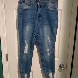 Wax Jean Women's Distressed Skinny Jeans - Blue